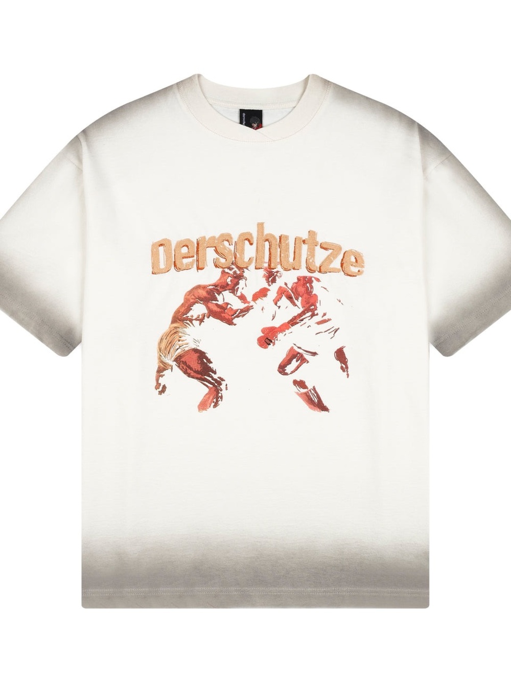Derschutze Boxing Graphic Embroidered T-Shirt Cream XXL Streetwear